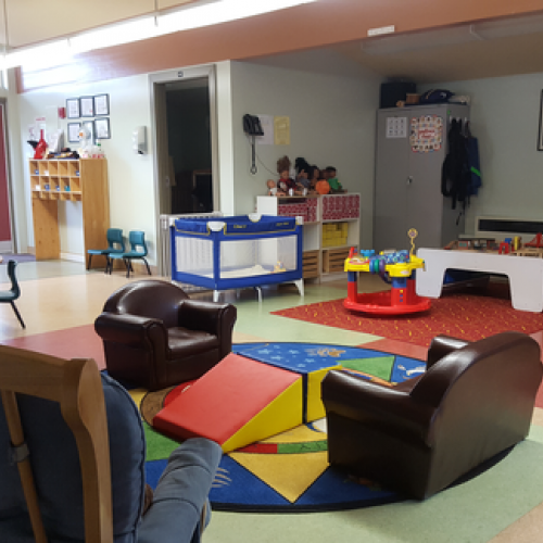 toddler centre with toddler size furniture, play and snack areas